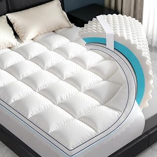 Simpledad Queen Memory Foam Mattress Topper 4.5 Inch, Cooling Gel + Pillow Top, Reversible Dual Firmness