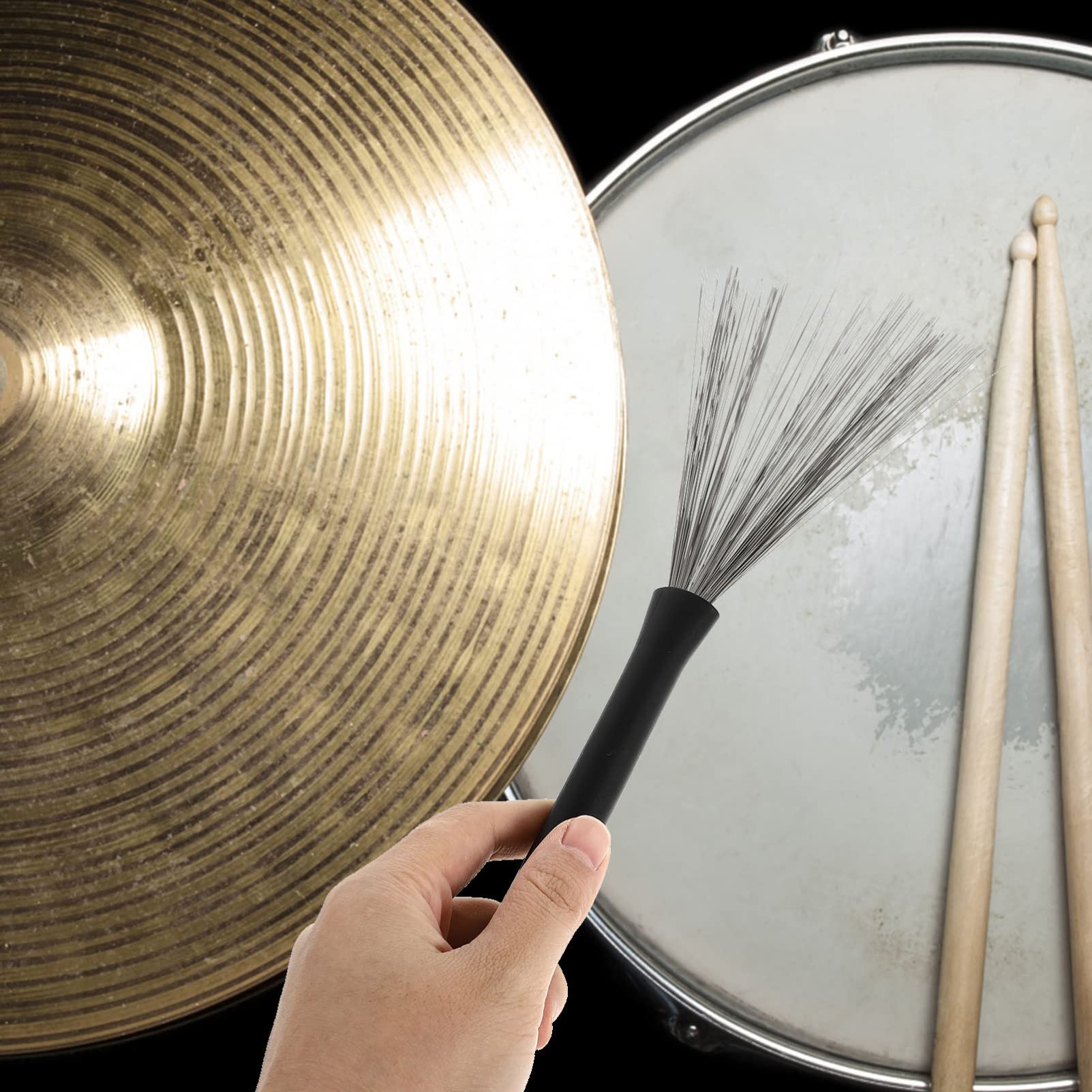 VICASKY Drum Brush Bag Set 3pcs Steel Wire Brush for Drum Sets Easy to Carry