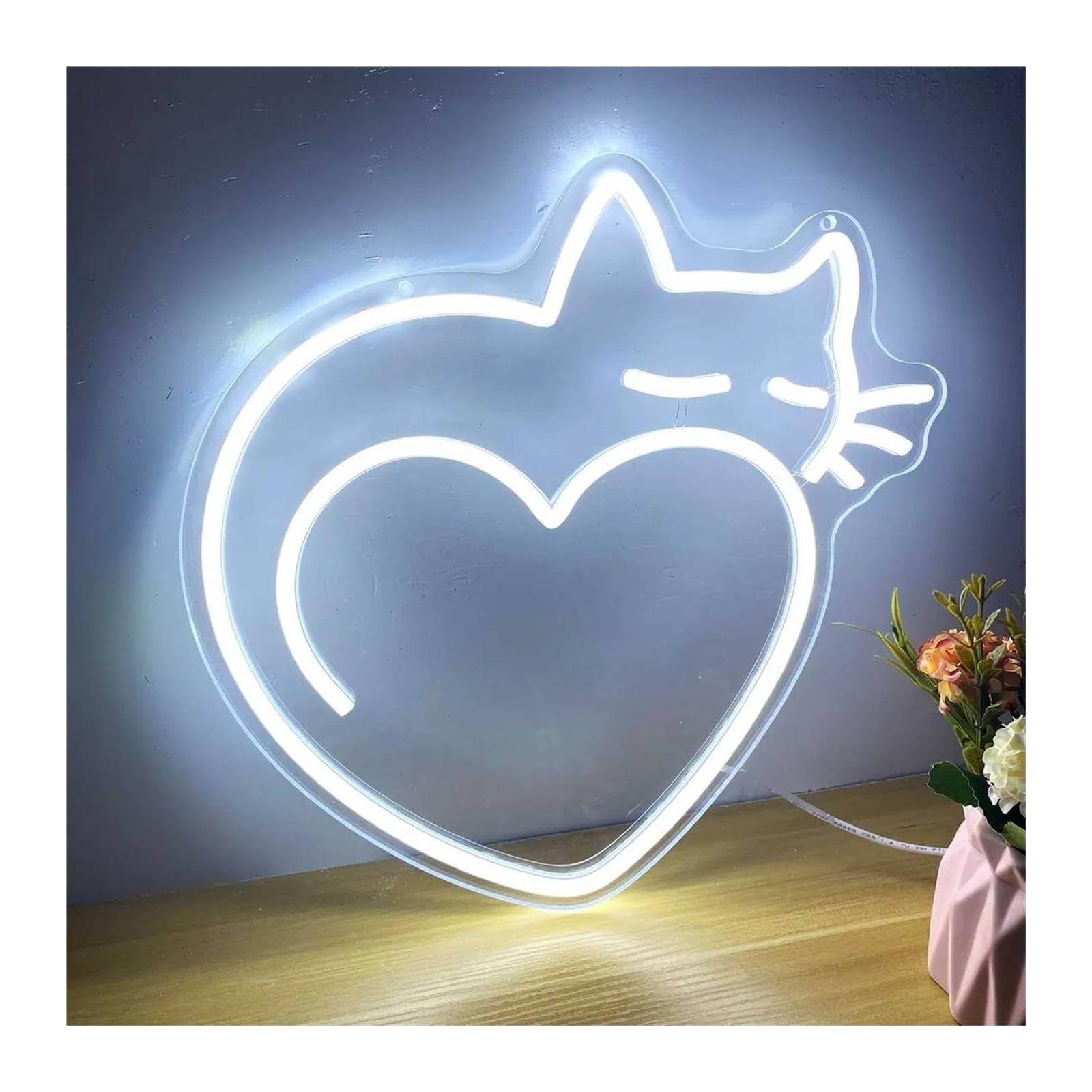 Décor Mural Lumière Enseigne Au Néon Chat, Alimentée Par USB, Décoration Murale Esthétique, Lampe Décorative Polyvalente Pour Chambre Mignonne, 35cm(B)