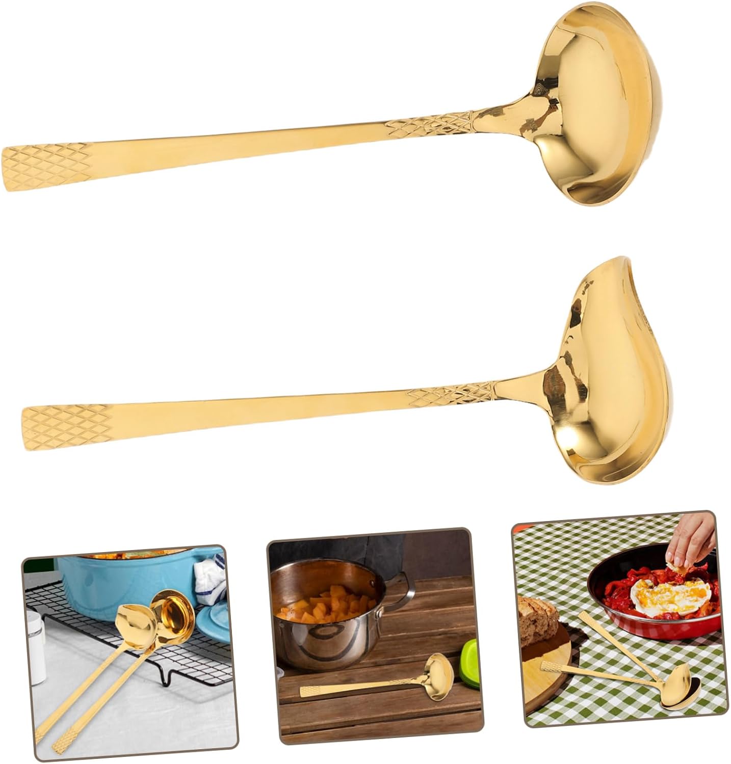 2 Piece Stainless Steel Sauce Ladles with Pouring Spouts for Cooking