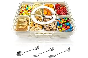 Versatile Divided Clear Snack Box Tray with Lid and Handle