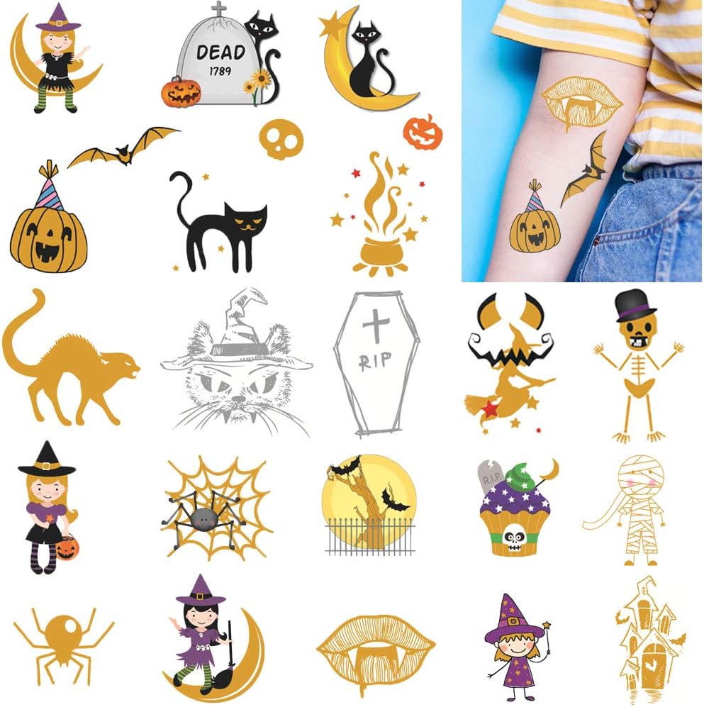 Halloween Stickers For Kids 500 Glow In The Dark Halloween Temporary Tattoos  - Party Favors \u0026 Goodie Bag Stuffers Halloween Party Favors, image size:993x997