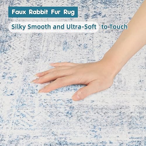 Miniatura 56 de Dripex Alfombra de piel sintética de conejo de 5 x 7 pies, alfombras esponjosas para sala de estar, alfombras lavables a máquina para dormitorio
