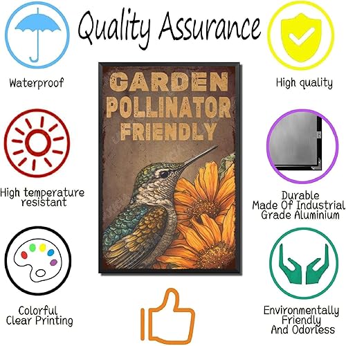 Vista 108 de LIUAXICIA Letreros de metal divertidos para jardín, letreros de metal con diseño de colibrí, para garaje, hogar, cafetería, bar, granja, pared