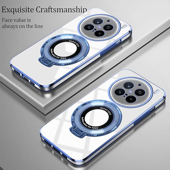 磁気スタンド付きvivo X200 Ultraケース対応 vivo X200 Ultraフォンケース シリコン透明アクセサリー Funda 耐衝撃 高級 保護 オリジナルカバーブルー