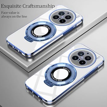 磁気スタンド付きvivo X200 Ultraケース対応 vivo X200 Ultraフォンケース シリコン透明アクセサリー Funda 耐衝撃 高級 保護 オリジナルカバーブルー