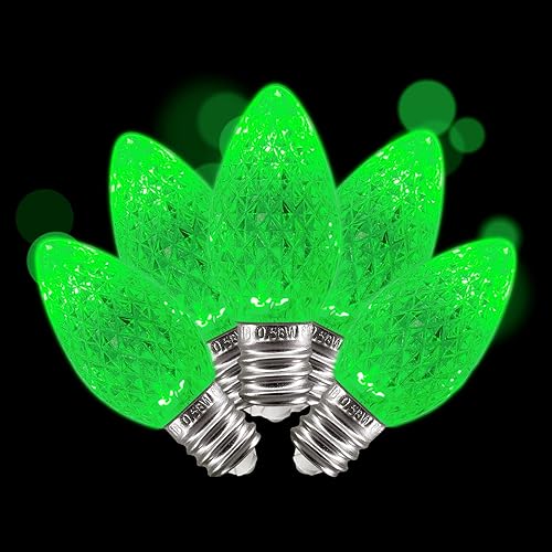 Caja de 25 bombillas LED C7 de repuesto con certificación UL, 2 LED SMD en cada bombilla C7 regulable para tira de luces al aire libre, totalmente