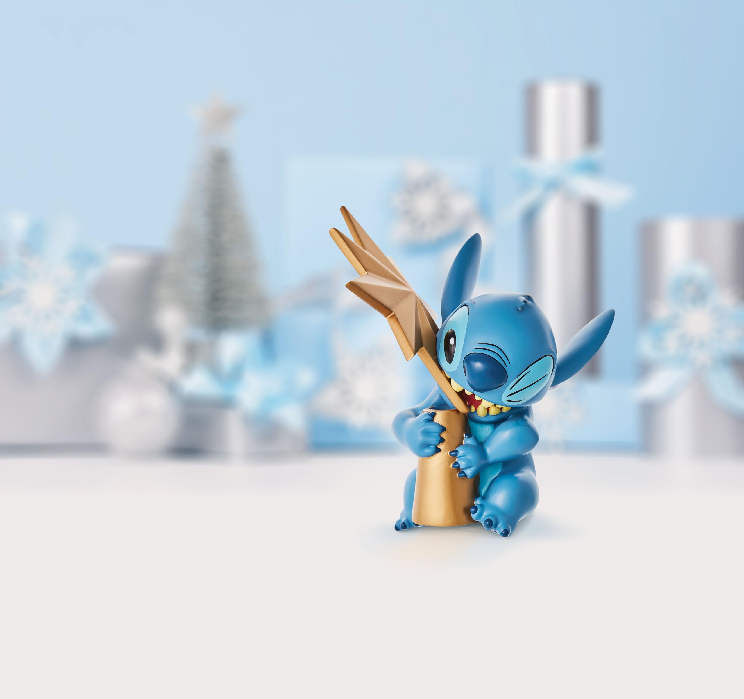 Enesco - Département 56 Disney Lilo et Stitch Eating Star Christmas Cimier sculpté de Sapin de Noël, 21,6 cm, Multicolore