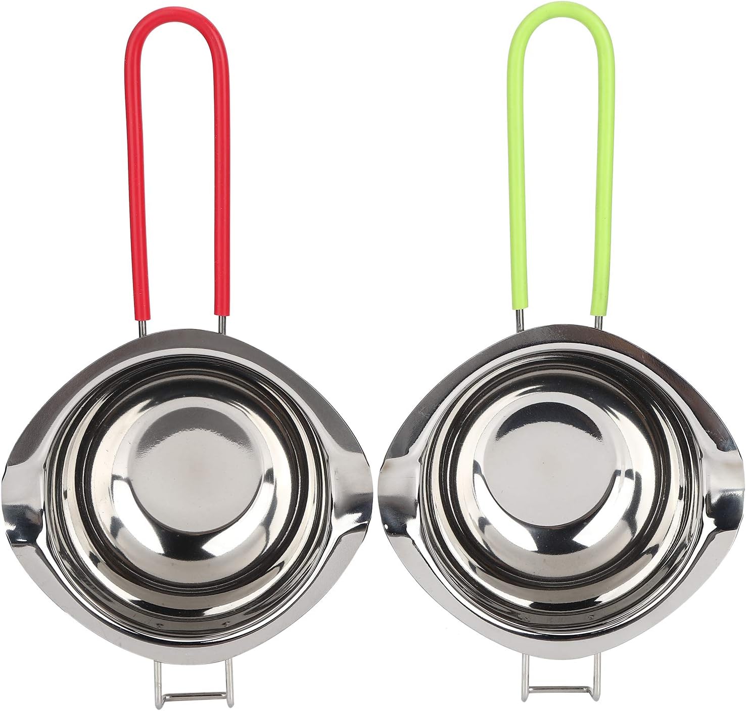 Serlium 2 Pack Double Kettle Pot Stainless Steel Chocolate Melting Pot Soap Candle Tool Set Candy Making Wax Melts Heat Resistant Bowl (Random Two Colors)