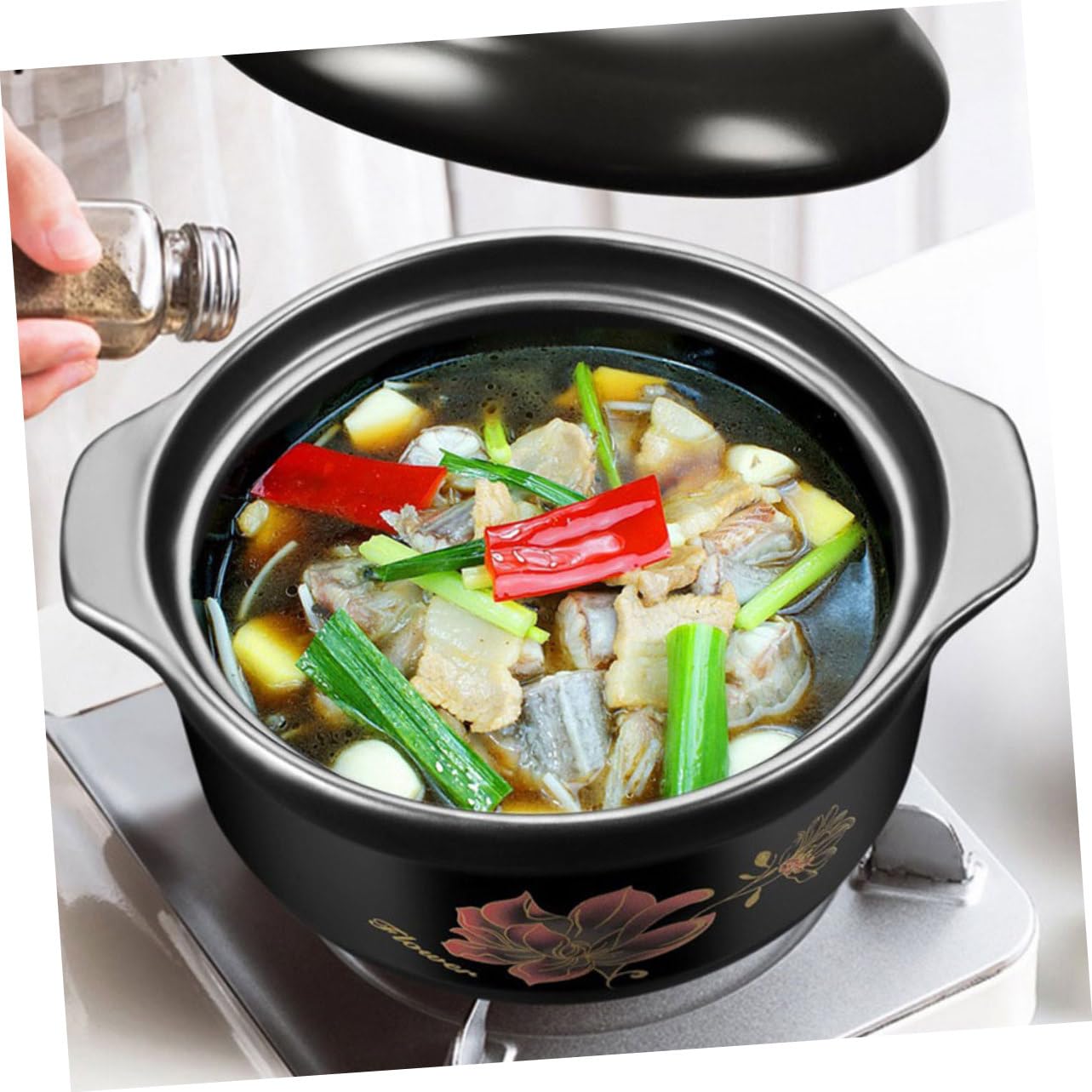 Casserole et Collecte D'énergie pour Cuisson Uniforme en Céramique 1600ml Design Créatif, Usage Domestique de 1 à 2 Personnes