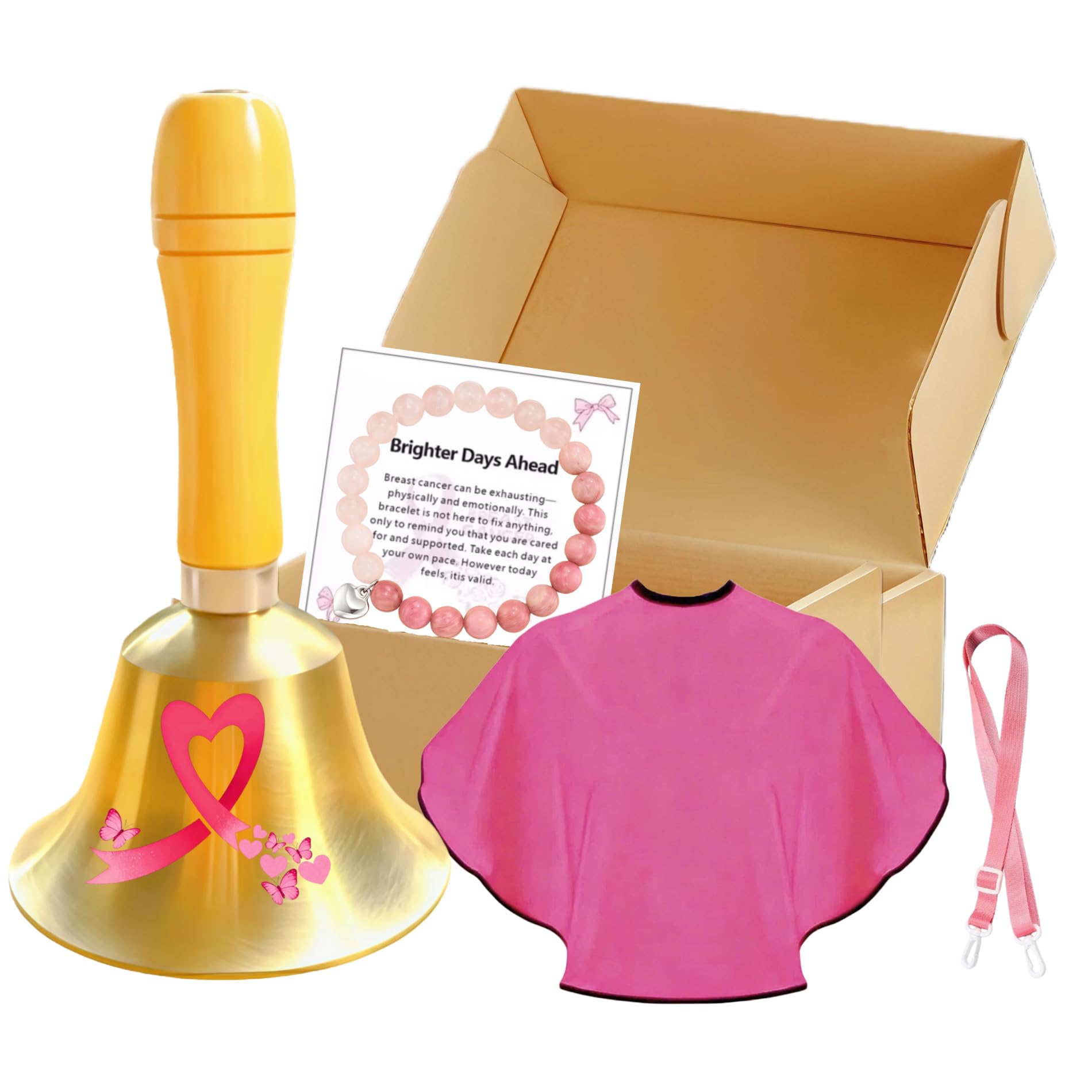 Ring the Bell Breast Cancer Survivor Gifts – End of Chemo Breast Cancer Bell Set|Includes waterproof shower cover for after breast surgery|A Gift After Breast Removal Surgery
