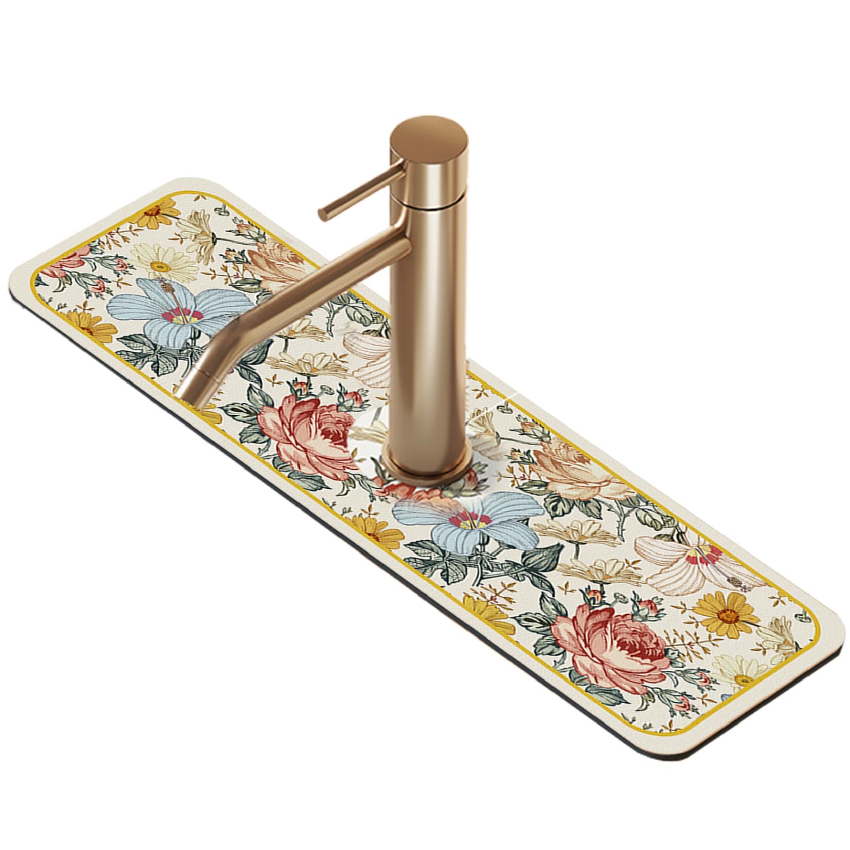 Veesper 1Pc Kitchen Faucet Mat, 15X5.5" Diatom Mud Sink Mat, Non-Slip Water Absorbing Splash Guard For Kitchen Sink Behind Faucet
