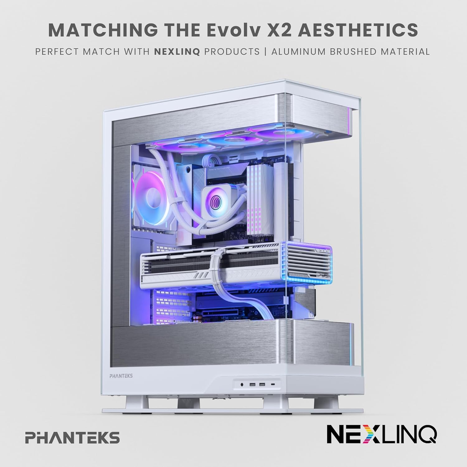 Phanteks Glacier One 360D30 X2 AIO Liquid CPU Cooler, Evolv X2 Aluminum Cap Design, 3X Performance D30-120 D-RGB Fans, for Intel LGA 1851, 1700, 1200, 115x and AMD AM4/AM5 sockets (White)