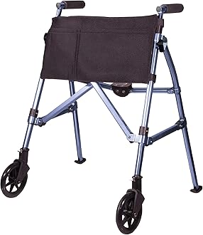 Stander EZ Fold-N-Go Walker Micro, Lightweight Folding Walker for Short Seniors with Swivel Wheels, Cobalt Blue (Eligible for VAT Relief in The UK)