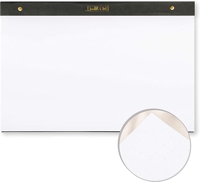 A3 Dotted Desk Pad - (52) 160gsm Ultra Thick Pages - Bound by Hand - Dotted Desk Pad - Perfect Weekly Planner Pad for Artists and Creators - Vegan Leather