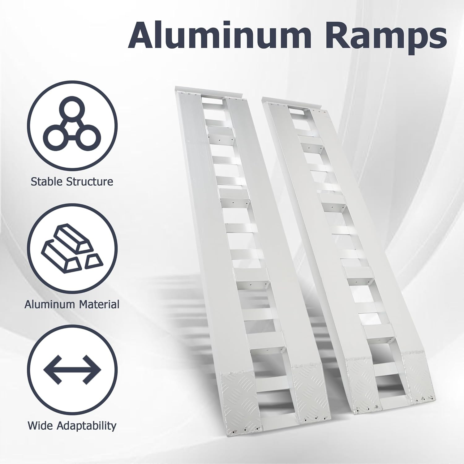 1 Pair 72inch x14 inch Aluminum Ramps Trailer Ramps 6500Lbs Hook Ramp