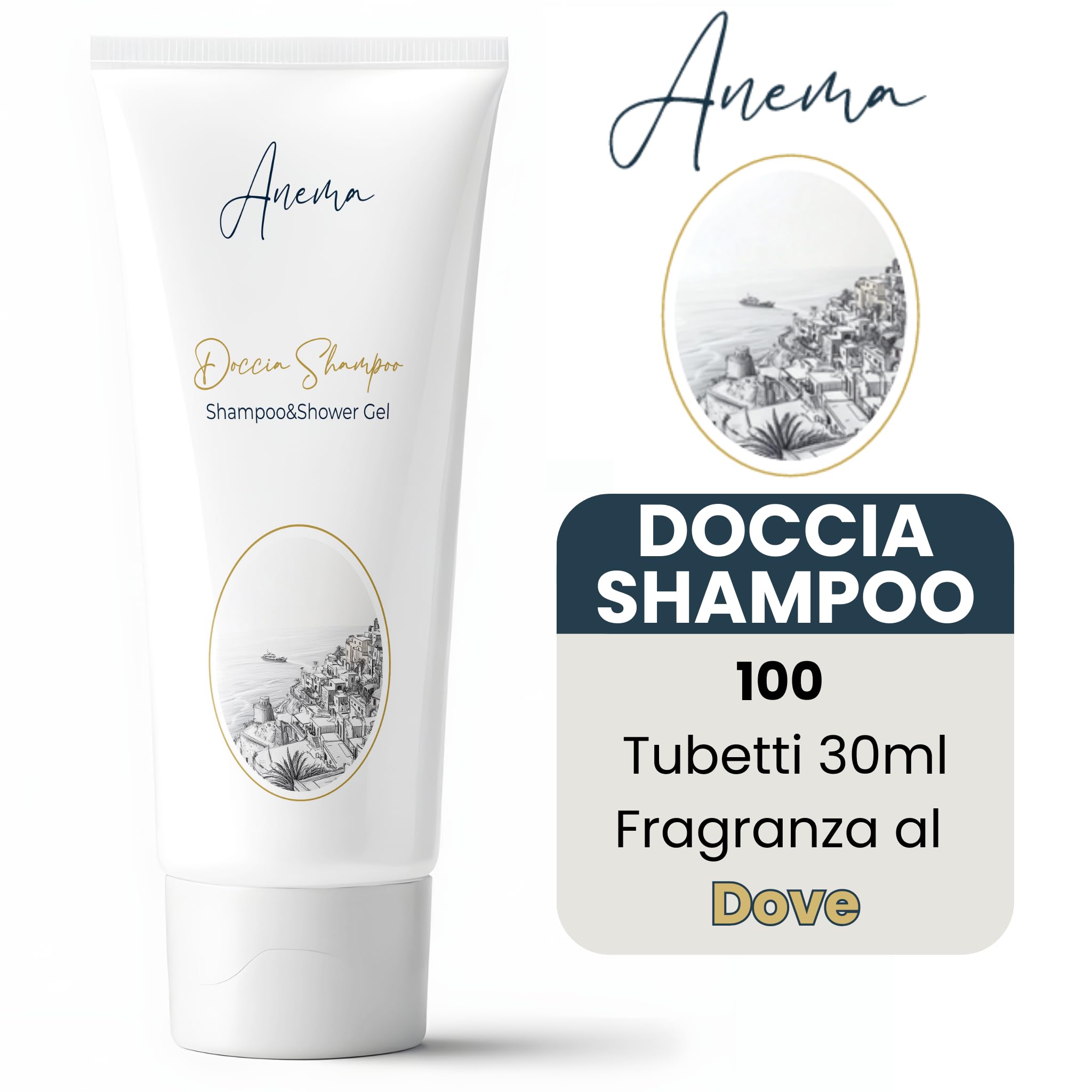 Kit Cortesia B&B Hotel Albergo Bagno Monouso 225 pezzi 100x Doccia Shampoo 30ml 50x Igiene Intima 20ml 50x Sapone Tondo 15g in Astuccio 25x Cuffie Doccia in Astuccio