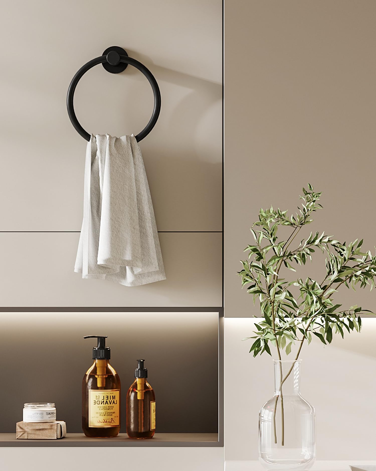 Portasciugamani Da Parete In Acciaio Inox Cromato - Anello Per Bagno Moderno E Antiruggine - Base Quadrata - Foto 3