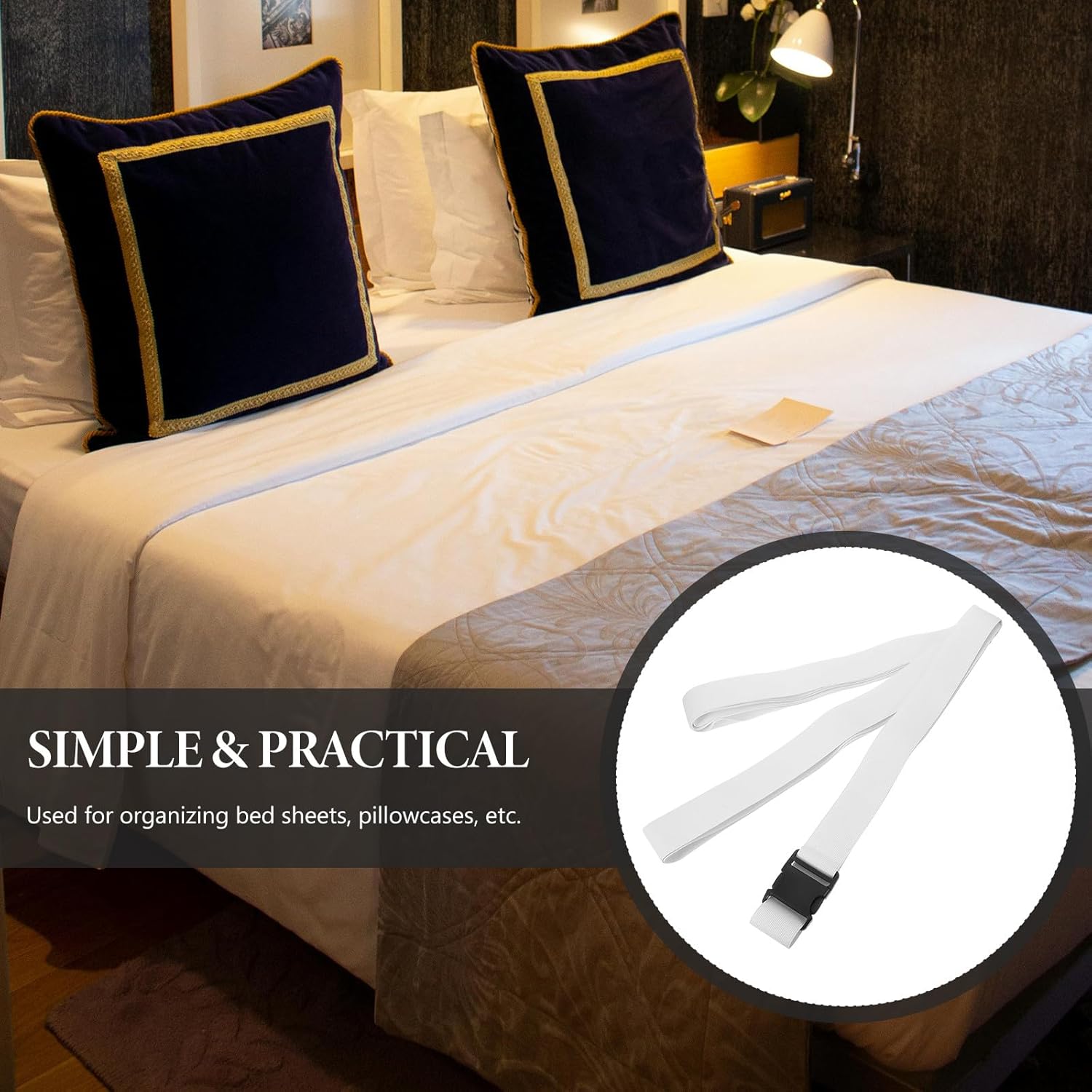 Luxshiny Elastic Bed Sheet Fastener Strap with Adjustable 8m Elastic Band for Mattress Sheet Organizer Suitable for Bedding Storage