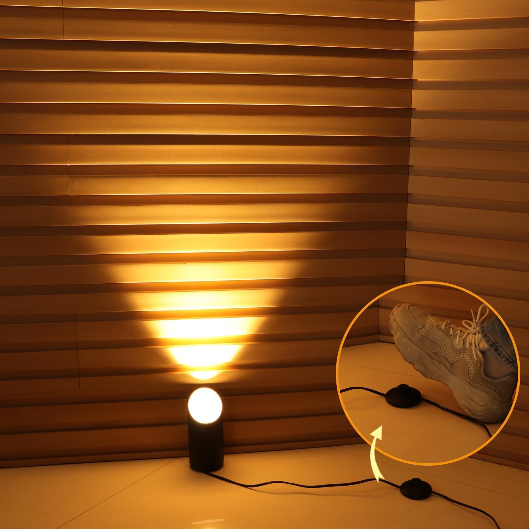 Uplight lampa podłogowa LED, czarna, z przełącznikiem nożnym, oświetlenie pośrednie, do salonu, 3 temperatury barwowe, lampa LED GU10, 6 W, 700 lm