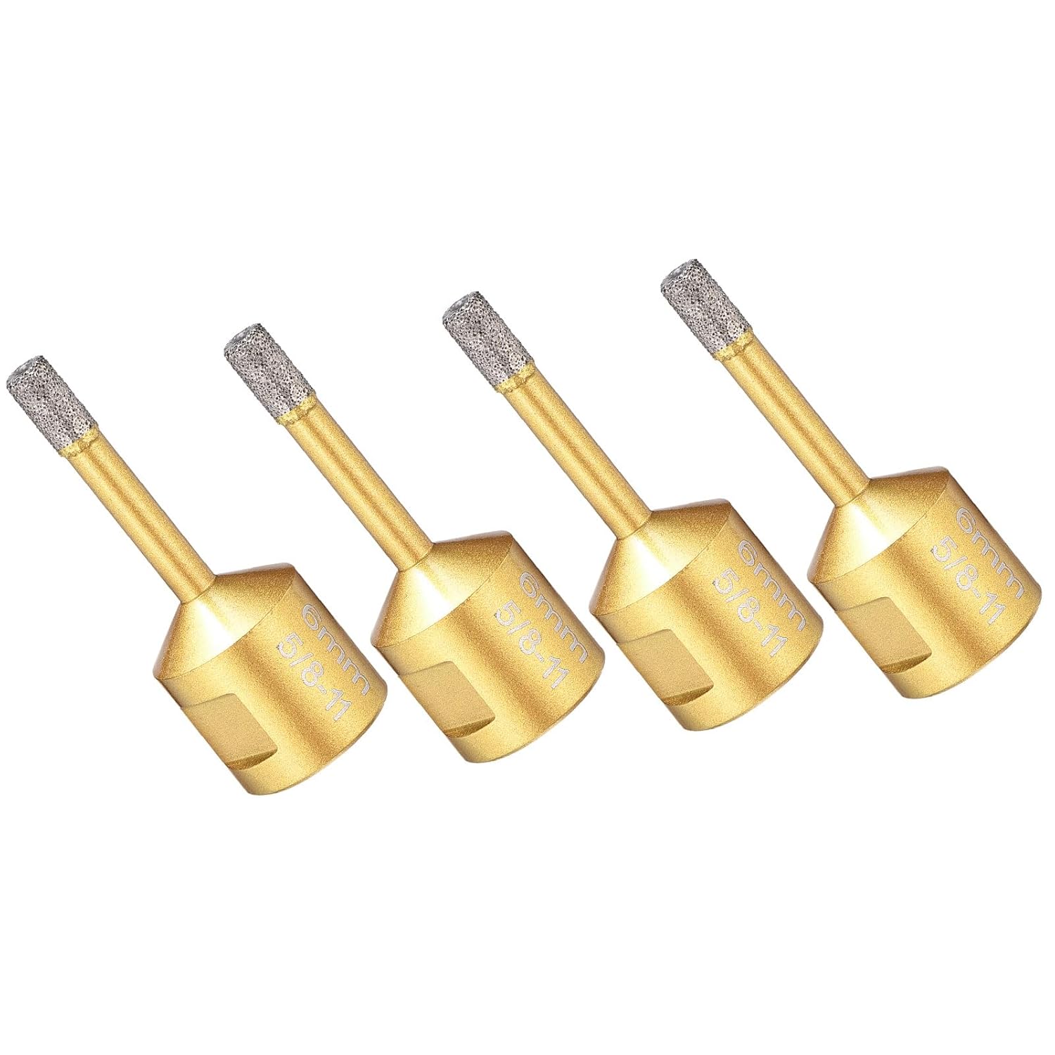 DTGN Diamond Hole Saw 1/4" /6mm - 4 PCS - Good for Porcelain Tile, Marble, Ceramic - Angle Grinder Diamond Drill Bit - Gold