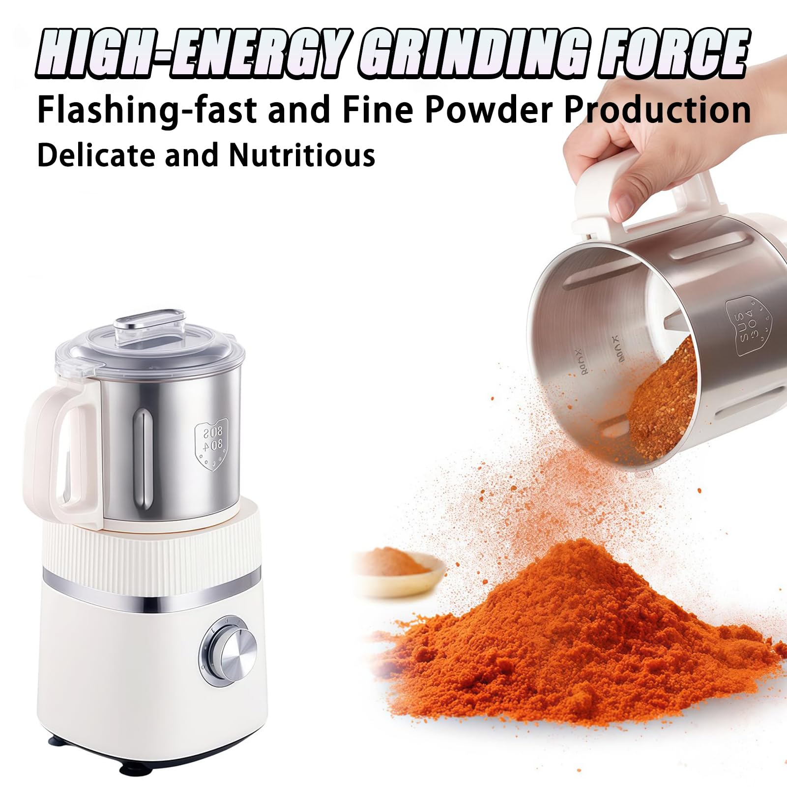 Macinacaffè Versatile Da Cucina, Mulino Per Cereali Da 500 W Con 2 Lame E Design Diviso Regolabile A 4 Velocità, Macina Spezie Elettrico Con Tazza In Acciaio Inossidabile 304 Per Macinare Caffè Green