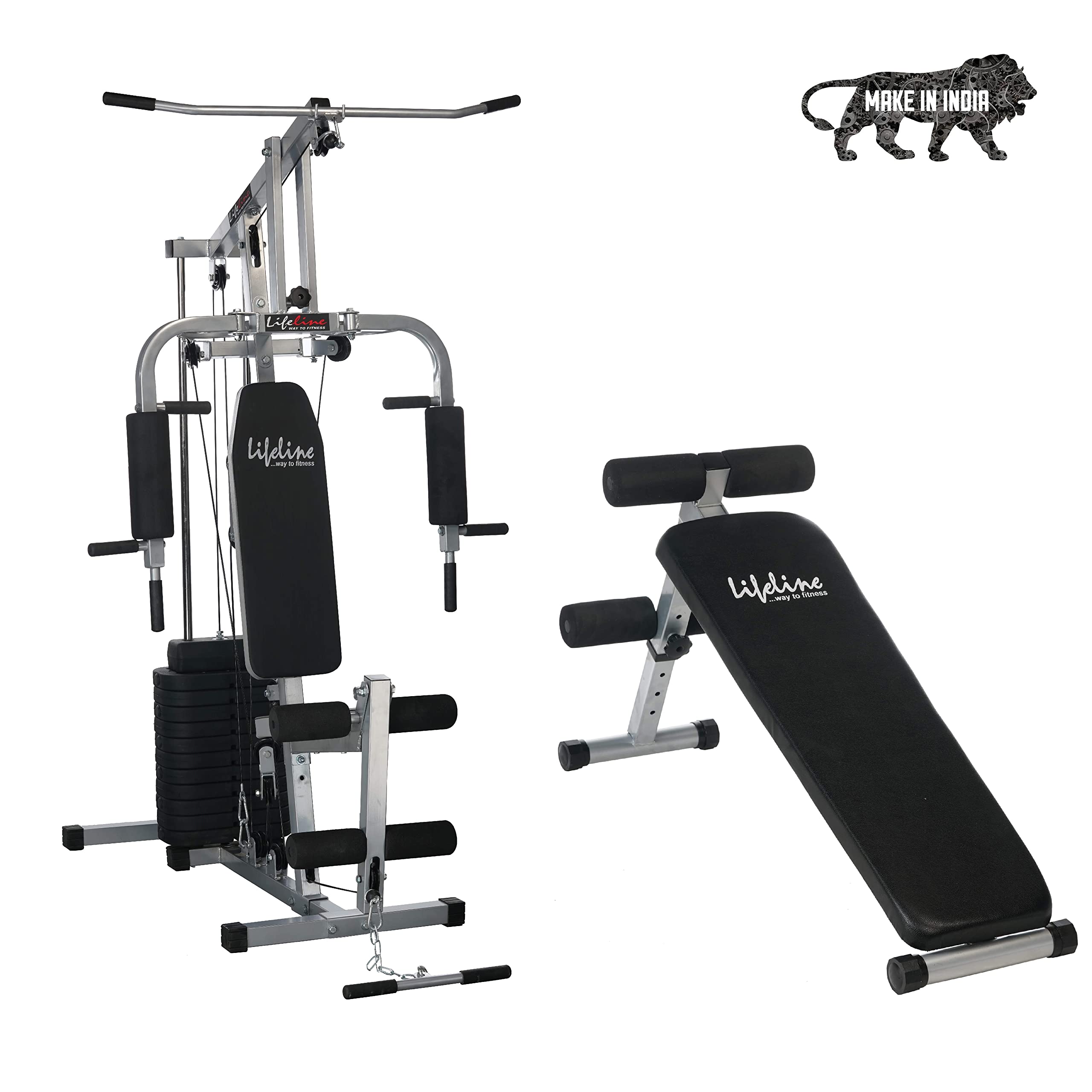 Lifeline Fitness HG-002 Multi Home Gym Full Body Workout Combo with LB-310 Abdominal/Situp Bench, Free Installation Assistance-image-14