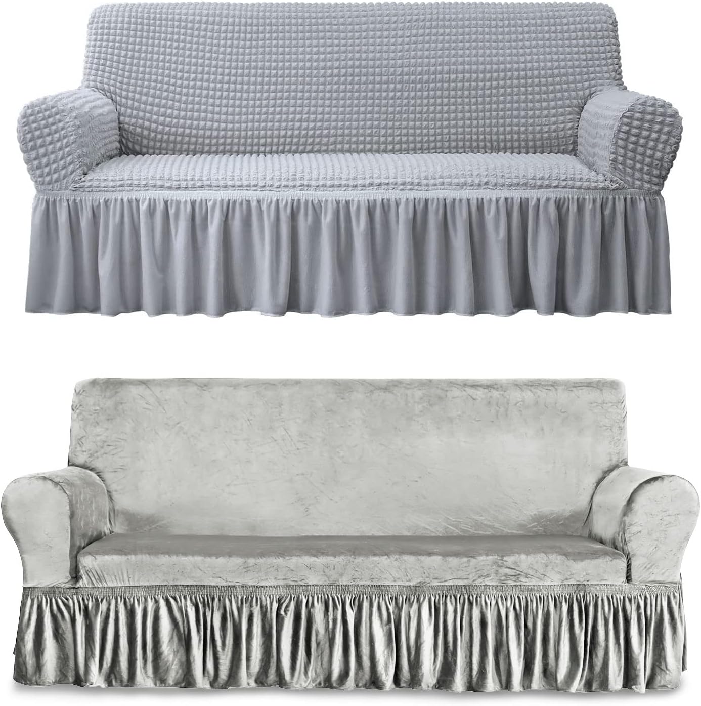 NICEEC Grey Sofa Covers and Couch Cover Bundle Home & Kitchen