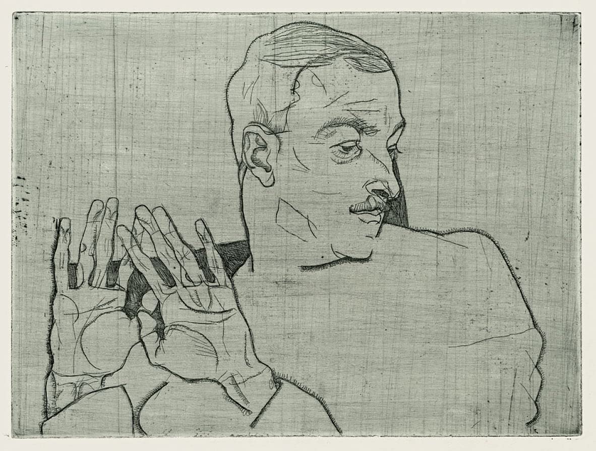Toile Egon Schiele Portrait d'Arthur Roessler Grand Format 60x90cm