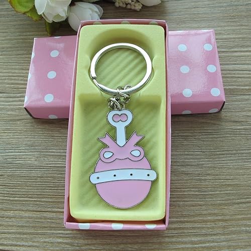 dutis 12PCS Rosa Baby Shower Sonajero Llavero Favor/Regalo de Fiesta de Cumpleaños