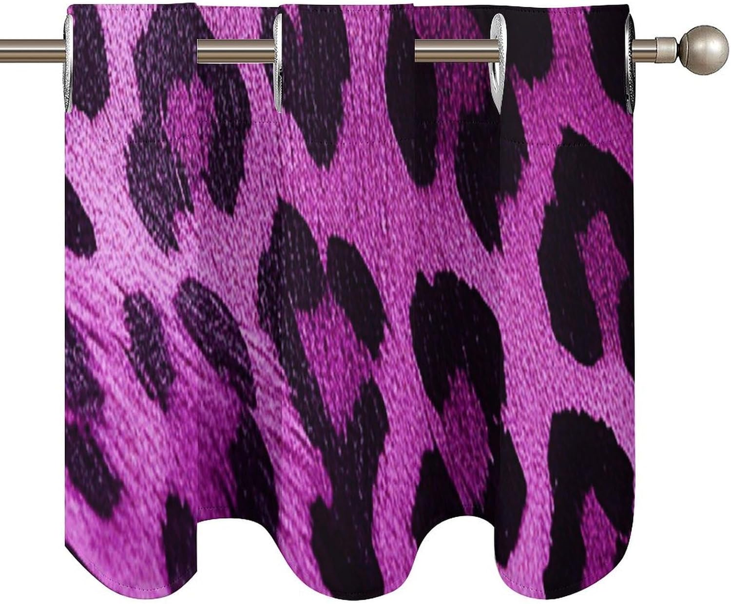 Purple Leopard Valances for Window 2 Panels. Light Filtering Curtains Farmhouse Short Small Valance.Modern Curtains for Windows Living Room Kitchen Over Sink.