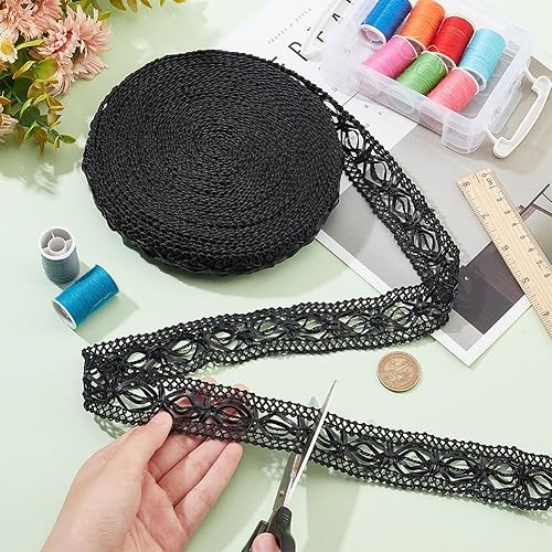 Miniatura 3 de BENECREAT Cinta trenzada de piel sintética de 15 yardas, cinta decorativa negra para decoración del hogar, manualidades de costura, 38 pulgadas de