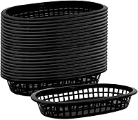 Vista 1 de Cesta de alimentos para pan, paquete de 20 bandejas de plástico para servir alimentos, cestas de restaurante, cesta reutilizable para papas fritas