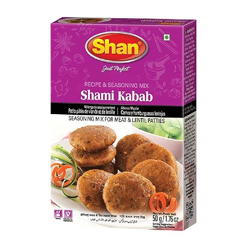 Shan Shami Kabab Receta y Mezcla de condimentos 1.76 oz (50 g) Especias en polvo para empanadas tradicionales de carne y lentejas Adecuado para