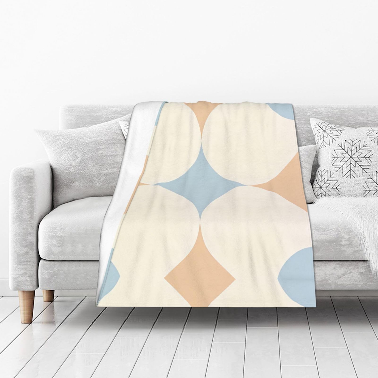 DUYIOKH Pastel Curved Shape Tile Design Print Thick Throw Blanket, Blanket for Couch Bed Warm Travel Blanket for Camping Movie Night