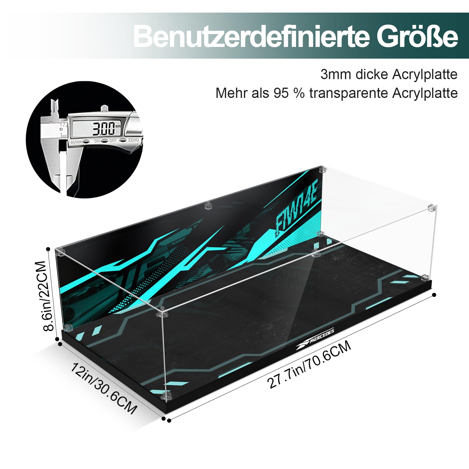 Acryl-Display-Vitrine für Lego 42171 Technic Mercedes-AMG F1 W14, verdickte Acryl-Display-Box mit klarem Hintergrund, staubdichte Display-Vitrine Kompatibel mit Lego 42171 (nur Box, Keine Modelle)