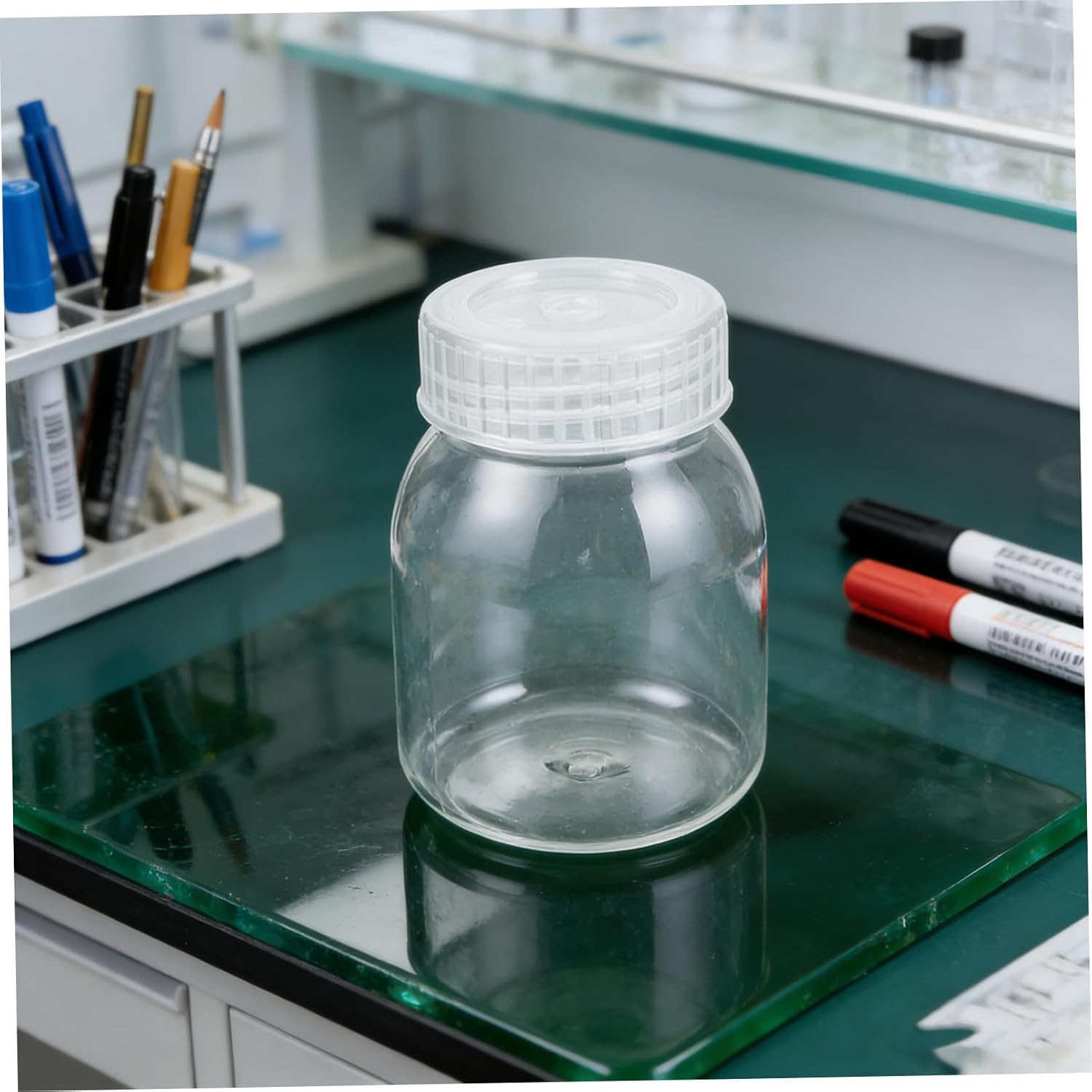 BESTYASH 5pcs Wide Mouth Plastic Lab Bottles with Lids 350ml PC Containers for Plant Tissue Culture and Cell Culture Teaching Biological Engineering
