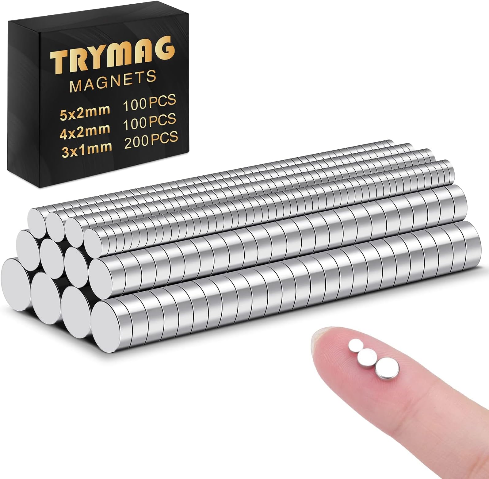 TRYMAG Small 400Pcs Rare Earth 3 Different Sizes Tiny Mini Magnets for Crafts, Small Round Fridge DIY Magnets for Miniatures,Multi-Use for Refrigerator, Office, Kitchen Cabinet, Crafts and Science
