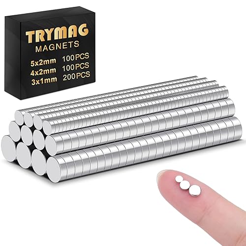 Miniatura 6 de TRYMAG Imanes pequeños 200 unidades, pequeños imanes redondos para refrigerador, pequeños imanes de tierras raras, mini imanes de neodimio para