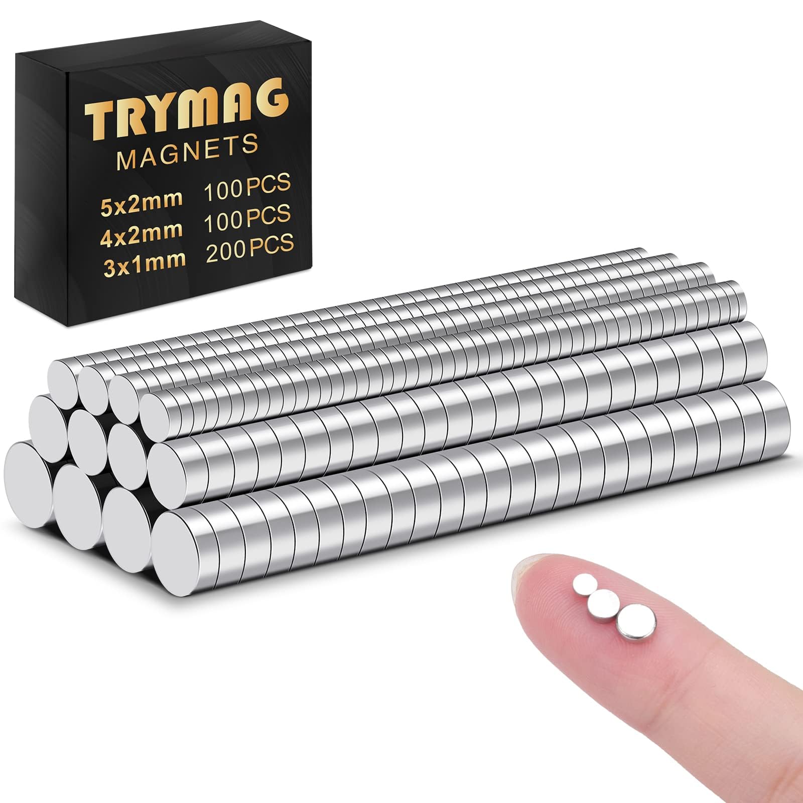 TRYMAG Small 400Pcs Rare Earth 3 Different Sizes Tiny Mini Magnets for Crafts, Small Round Fridge DIY Magnets for Miniatures,Multi-Use for Refrigerator, Office, Kitchen Cabinet, Crafts and Science