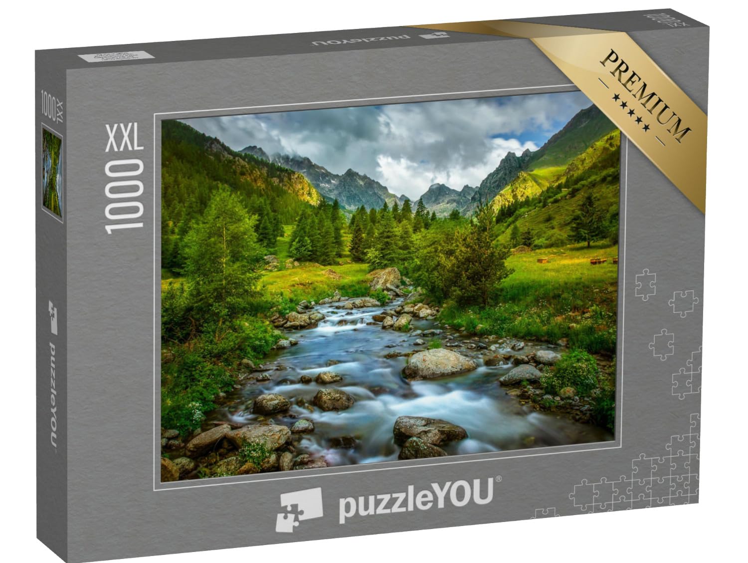 Puzzle 1000 pièces XXL « Paysage de Montagne avec vallée et rivière »
