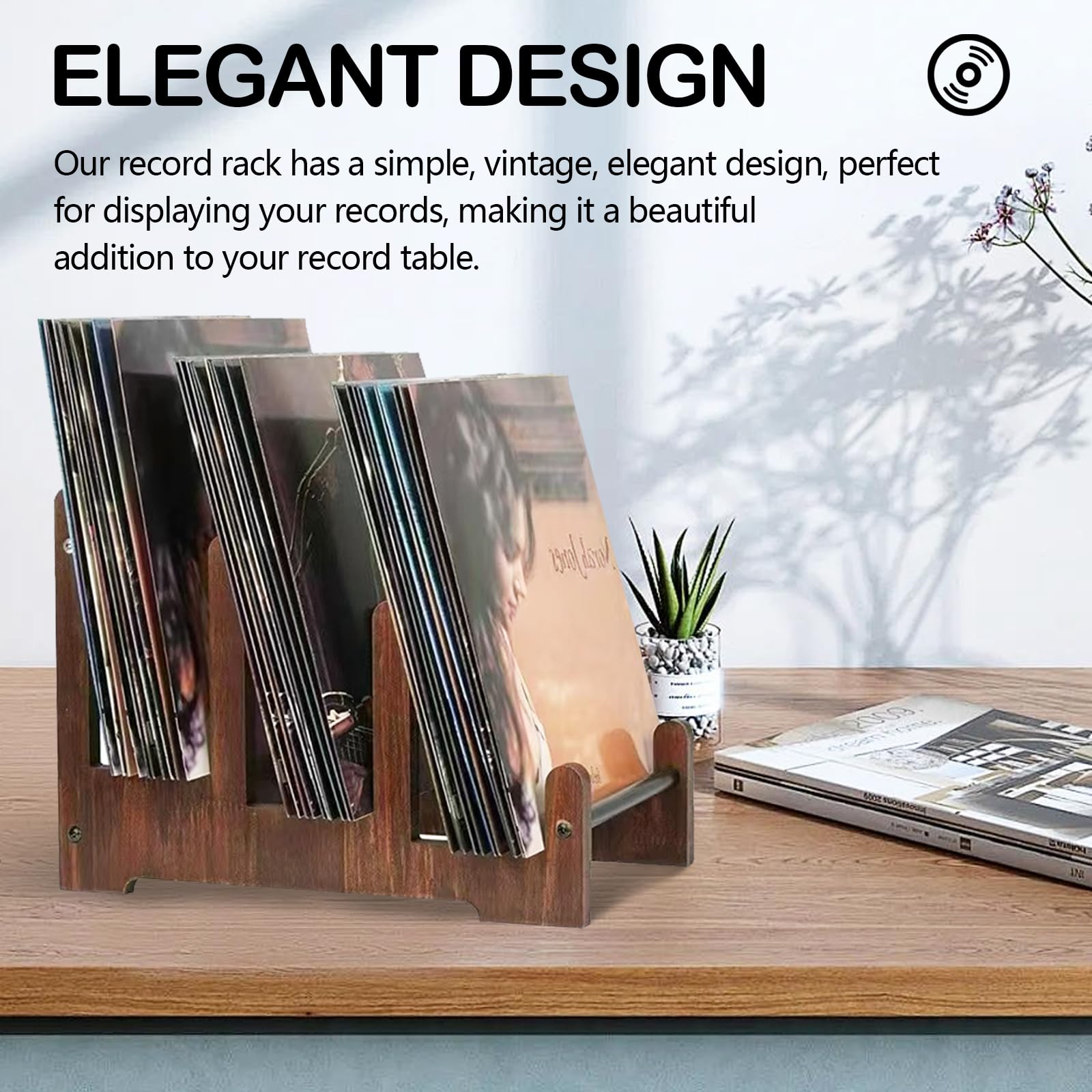 Supporto Per Dischi In Legno, Supporto Per Dischi In Vinile Marrone Porta Opuscoli Mensola In Vinile Supporto Decorazione Per Dischi Riviste Libri