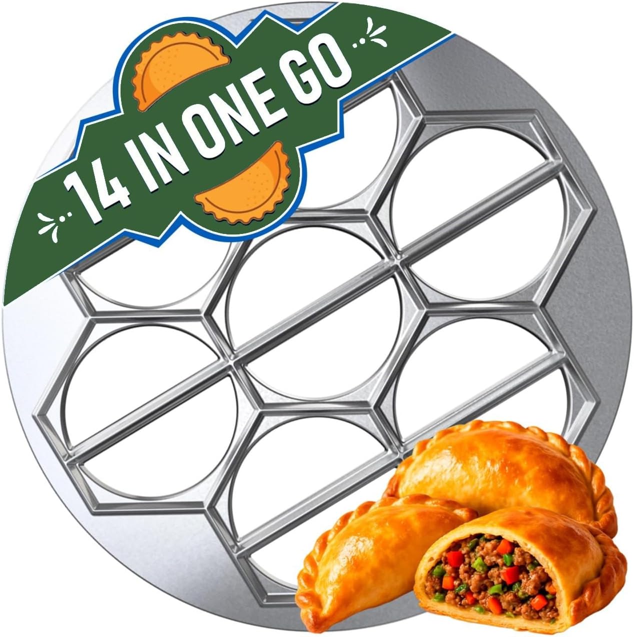 Ravioli & Empanada Maker โ Heavy-Duty 14-Slot Mold Press for Homemade Dumplings, Pierogi, Pastries, Samosas, Turnovers & More โ Multi-Kitchen Tool for Global Recipes