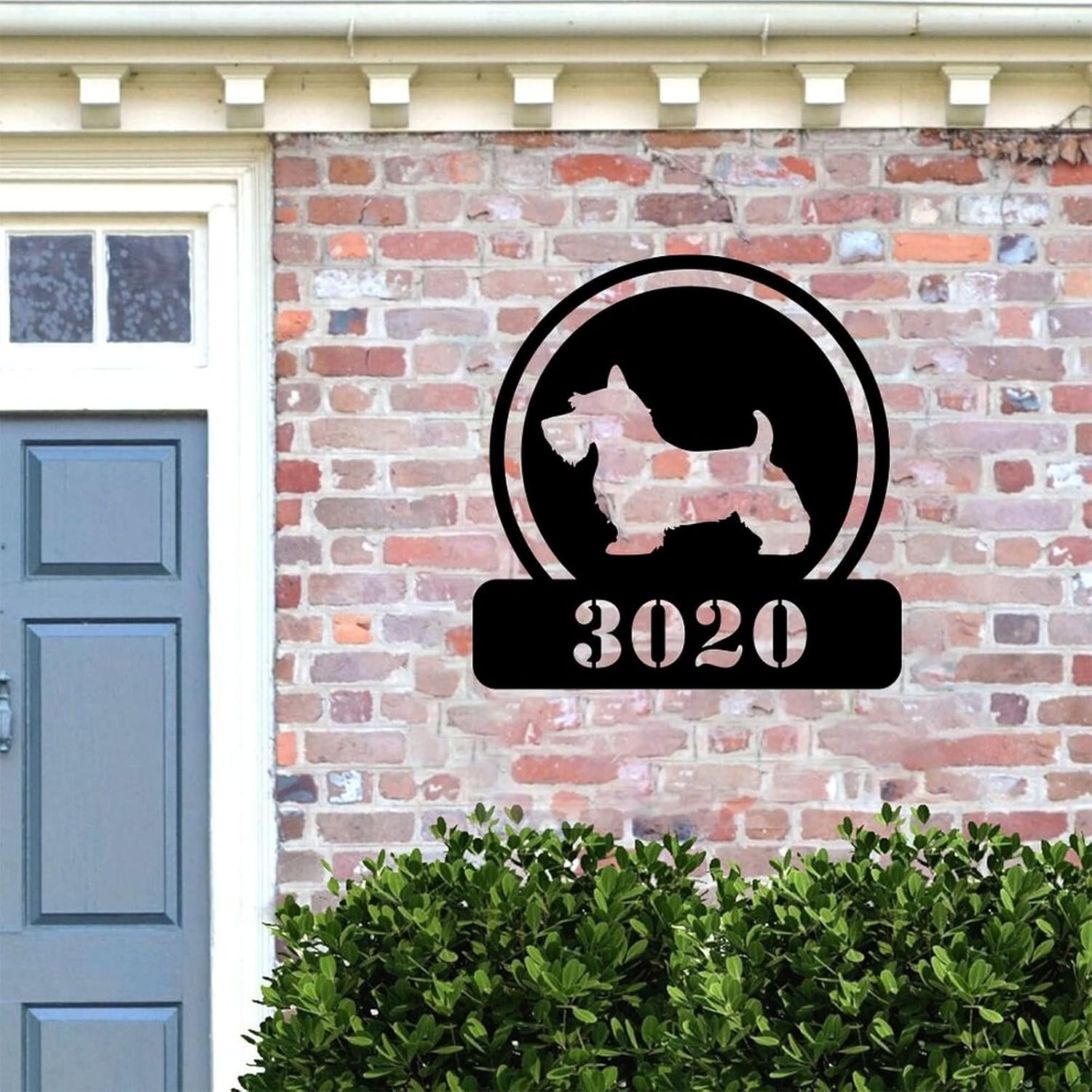 SILYHEART Custom Metal House Numbers Wall Art Modern Address Plaque Sign Personalised Yard Mailbox Sign with Dog Funny Dogue De Bordeaux Wall Mounted Sign Pet Owner Gift New Home Gift 18in