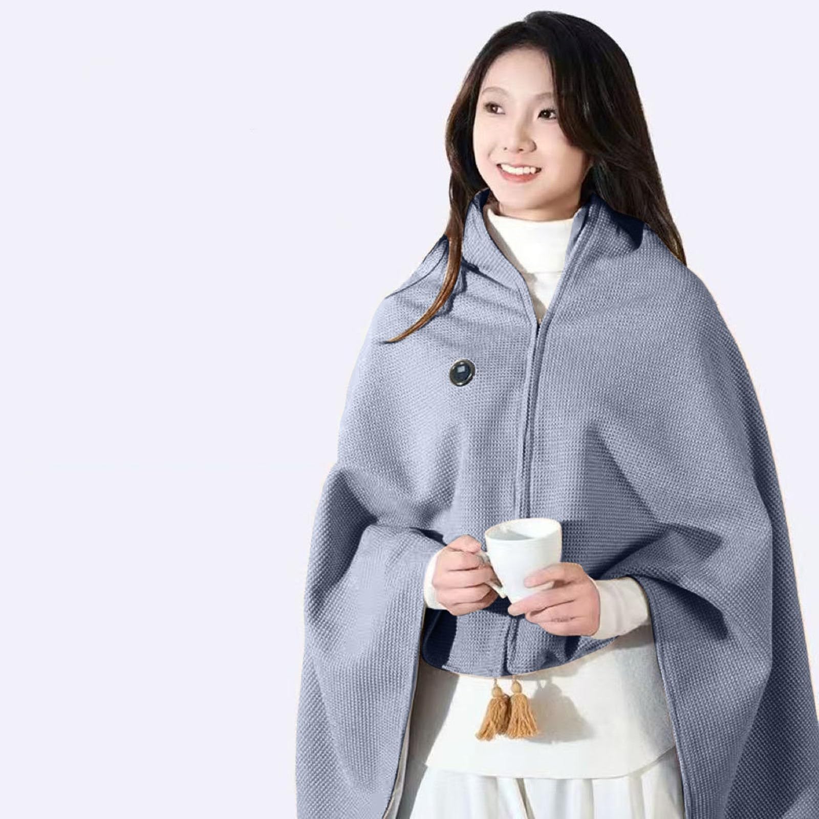 Coperta riscaldata USB, coperta riscaldata portatile, 3 livelli di riscaldamento, coperta riscaldata da campeggio, lavabile in lavatrice, morbida e confortevole, coperta elettrica senza fili