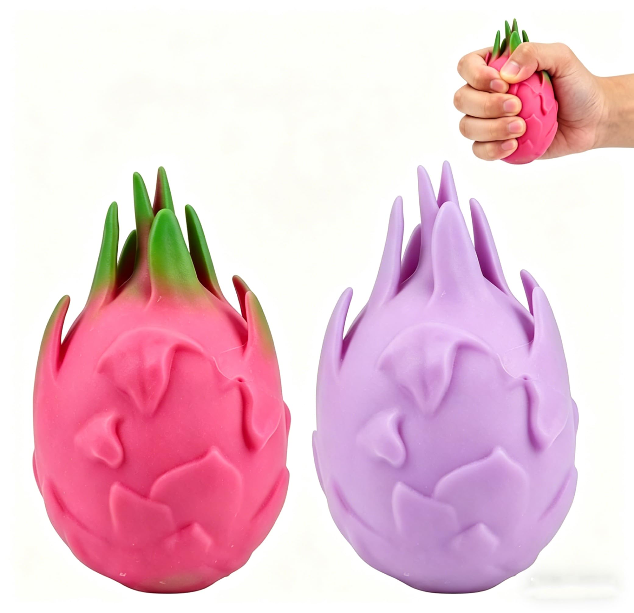 2 PCS Dragon Fruit Squishy, Fruit Squishy, for Dekoration and Focus Enhancement, Portable Design for Office and Home Use, Two Pack with Red and Colour Changing Varieties