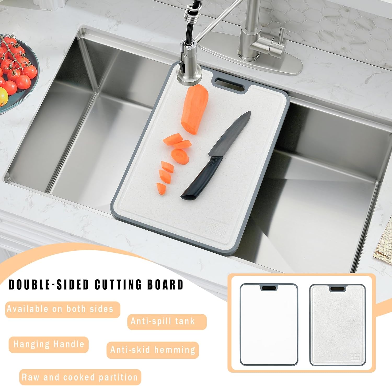 WHaor 30 Inch Undermount Kitchen Sink, 30x19 Stainless Steel Single Bowl Workstation 16 Gauge Handmade 10" Deep Modern Under Counter Sink with Accessories