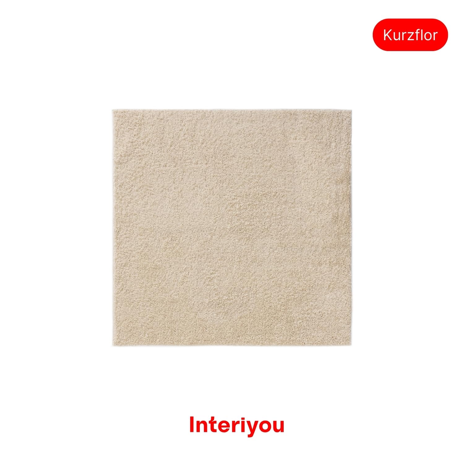 Interiyou Hochflor Teppich Sofia - 160x160 cm Creme - flauschig und einfarbig - waschbar und rutschfest - weicher Langflor
