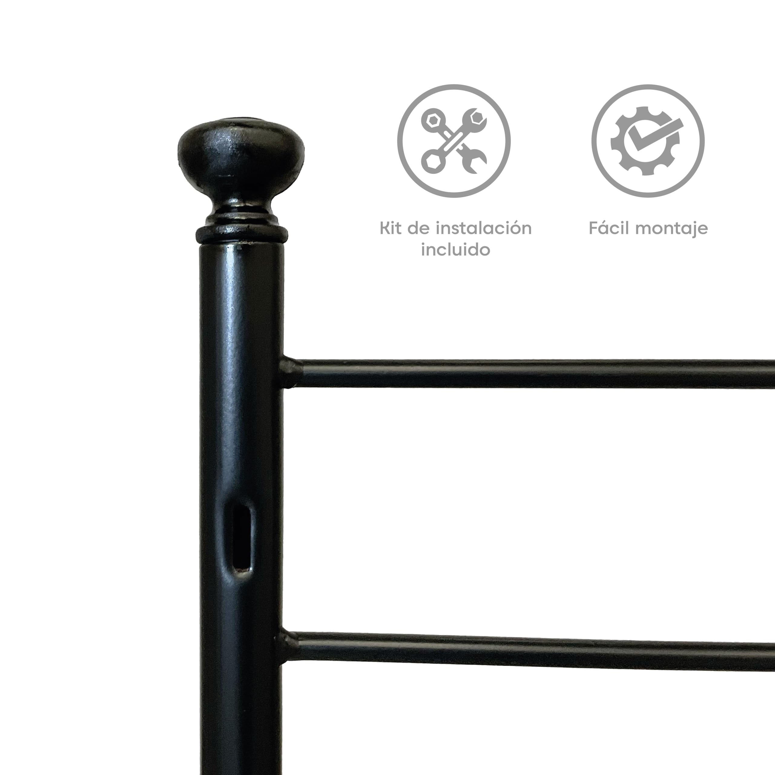 Cabecero Forja Cuenca, Cabezal para Cama, Cabecero, Cama Matrimonio e Individual, Cama De Hierro, Cabezal Forja, Cabecero Juvenil, Hecho En España (Negro, 135 cm)