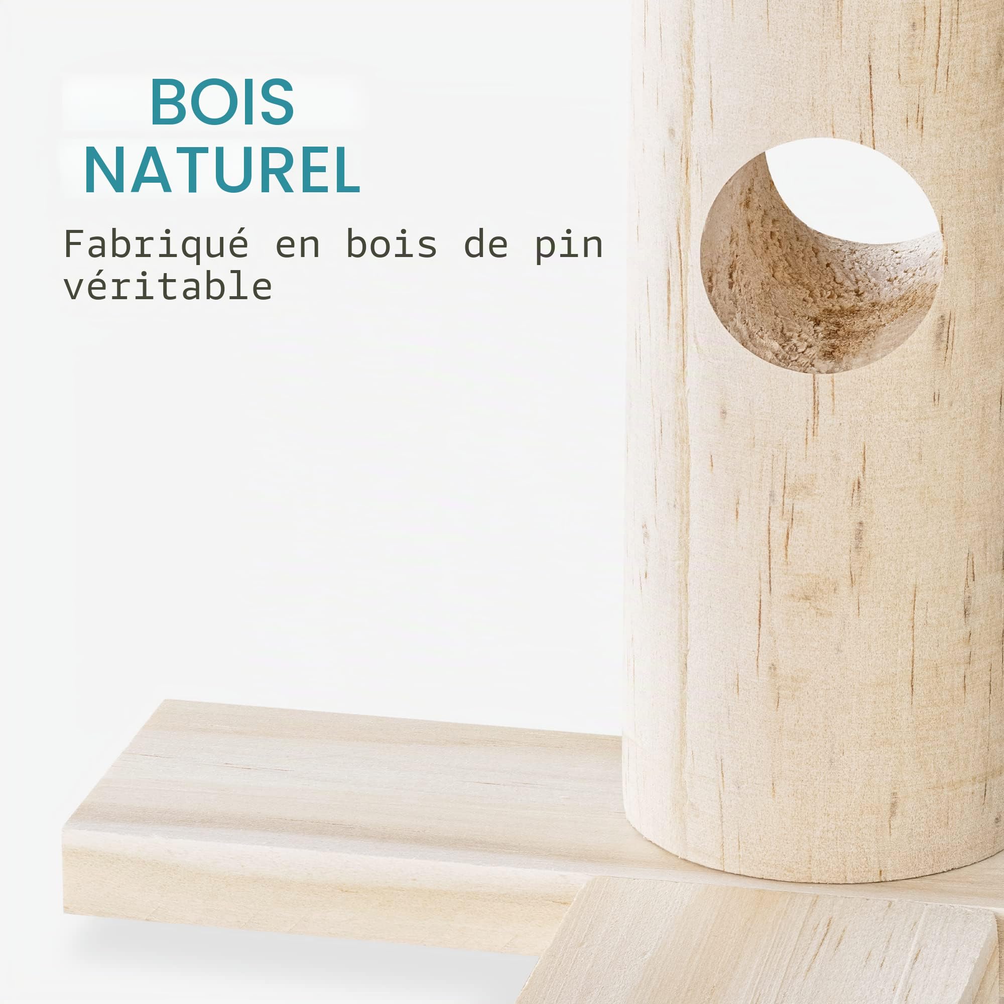 Navaris Mangeoire pour Lapin en Bois de pin 34 x 31 x 15 cm pour Rongeur Cochon d'Inde Chinchilla